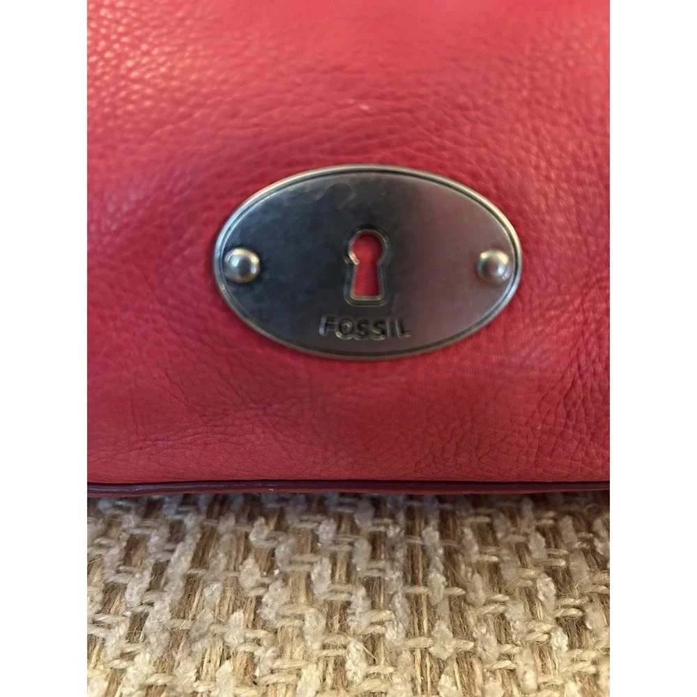 Vtg FOSSIL Long Live Marlow Satchell Handbag Pink Pebble Leather Gunmetal